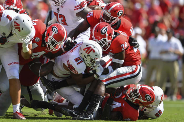 (3) Georgia (1-0) at (24) South Carolina (1-0), 3:30 p.m., Saturday, CBS