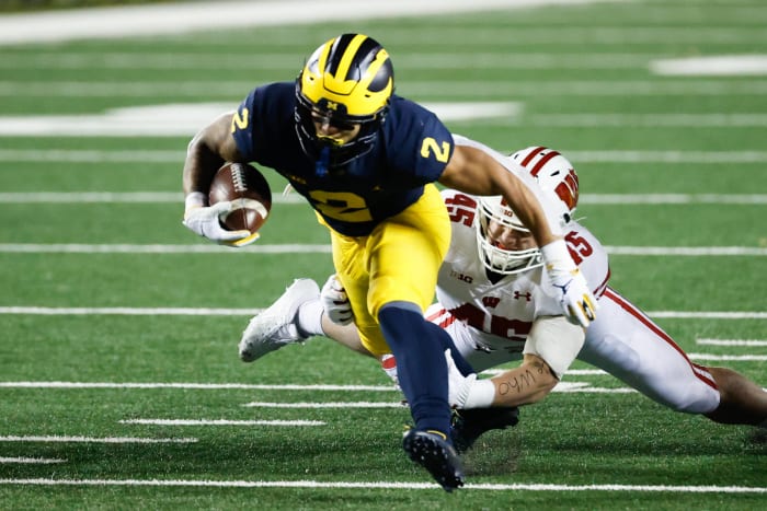 No. 14 Michigan (4-0, 1-0 in Big Ten) at Wisconsin (1-2, 0-1 in Big Ten), Noon, Saturday, Fox