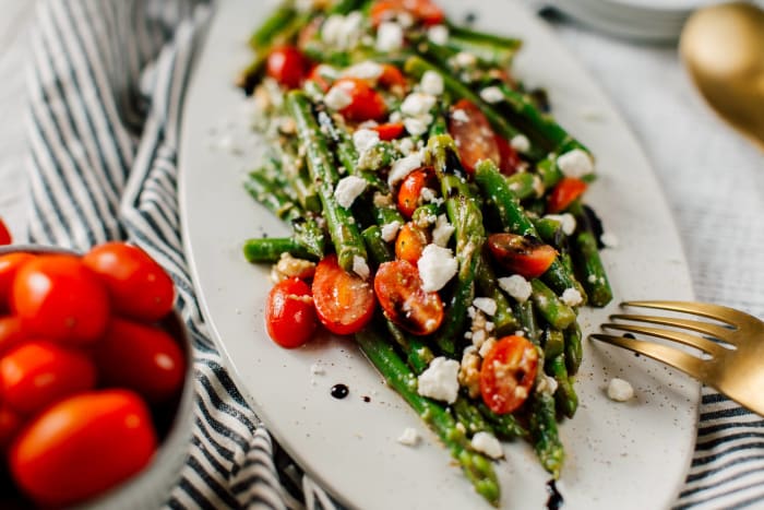 Roasted asparagus and tomatoes