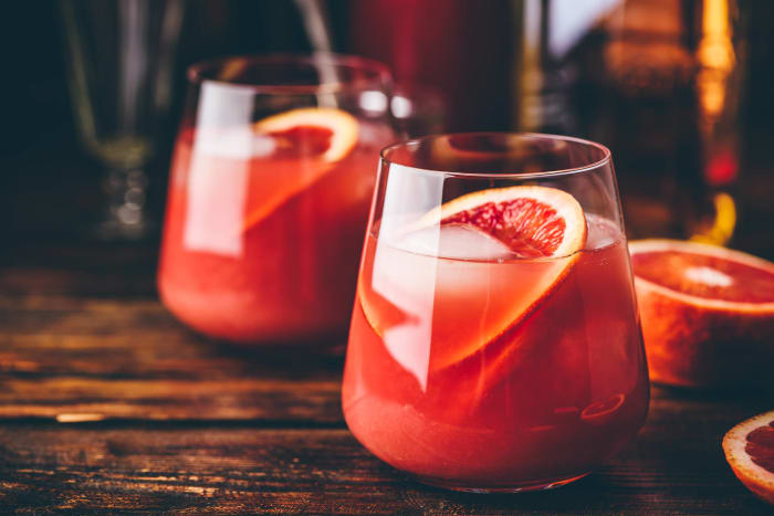 Sparkling blood orange mocktail