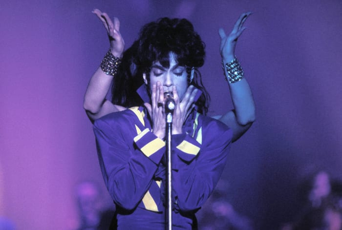 Prince performs a fiery medley