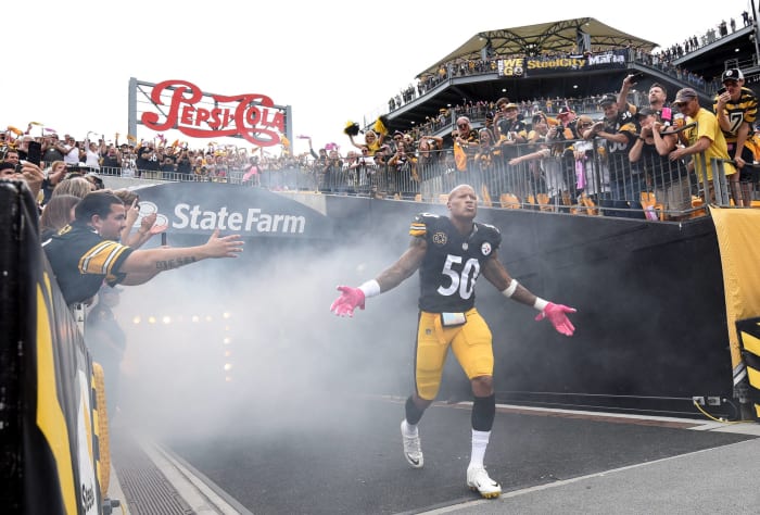 Steelers' Shazier stands, leads chant at Penguins game 