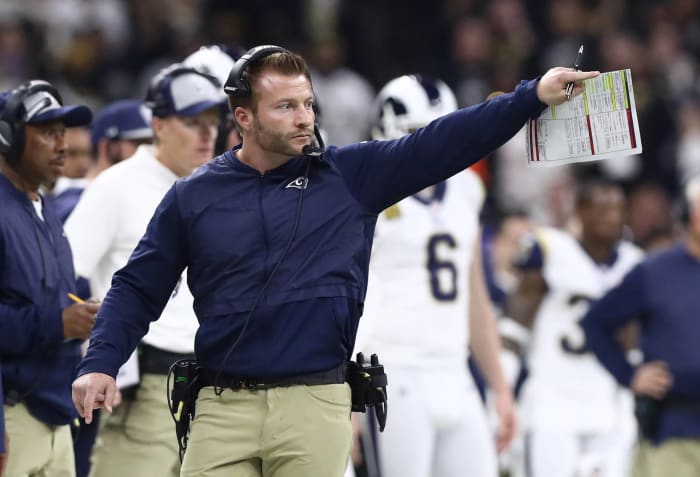 Which coach will be mentioned first on TV after kickoff?