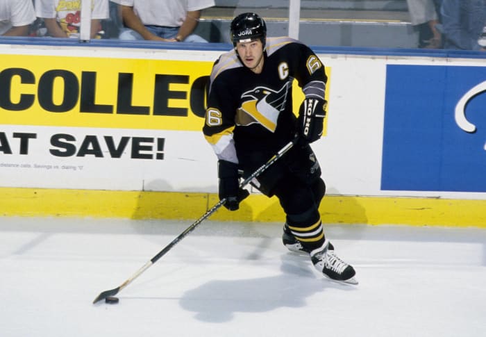 Paul Coffey of the Hartford Whalers skates on the ice during an