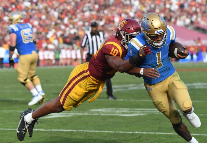 No. 7 USC (9-1, 7-1 in Pac-12) at No. 16 UCLA (8-2, 5-1 in Pac-12), 8 p.m., Saturday, Fox