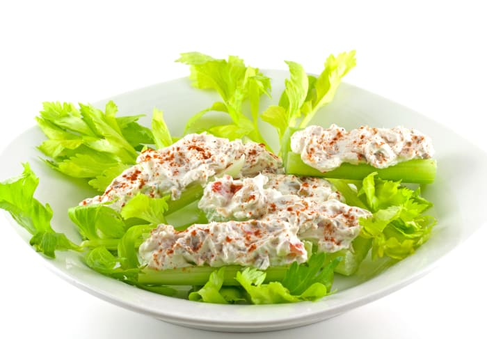 Olive-stuffed celery sticks