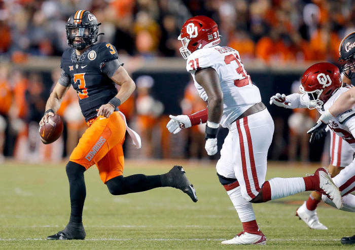 No. 22 Oklahoma State (7-3, 4-3 in Big 12) at Oklahoma (5-5, 2-5 in Big 12), 7:30 p.m., ABC