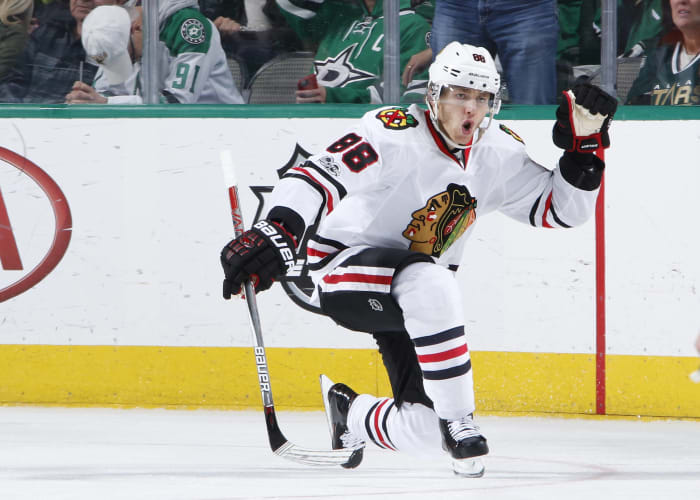 2017: Blackhawks winger Patrick Kane after getting his 700th point