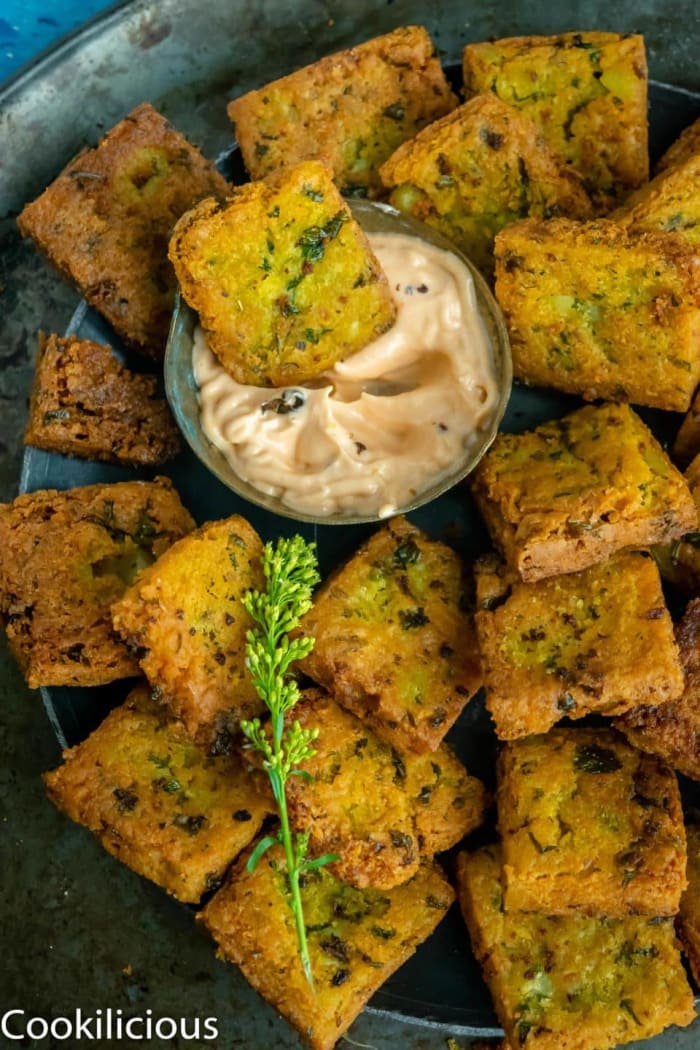 Fried besan and potato squares