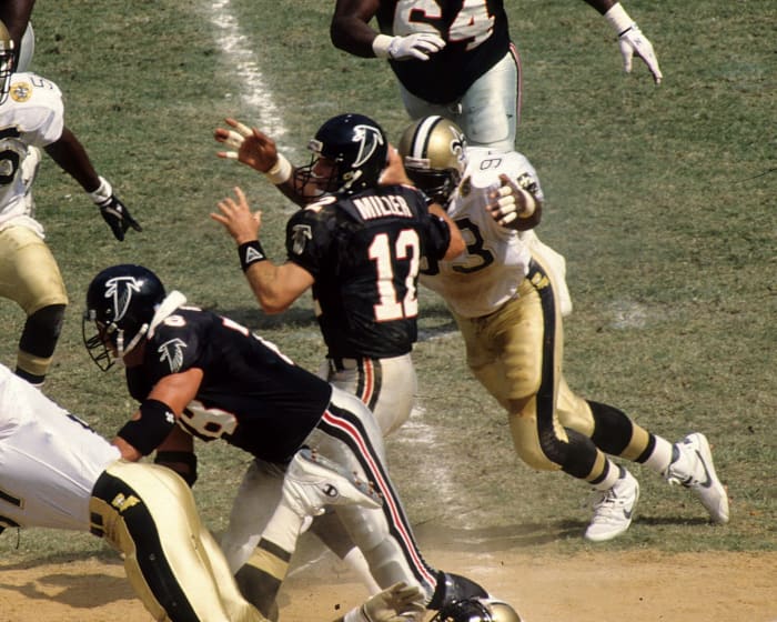 New Orleans Saints: Rickey Jackson (1986, 1988), Pat Swilling (1990), Wayne Martin (1992, 1997), Cam Jordan (2019)
