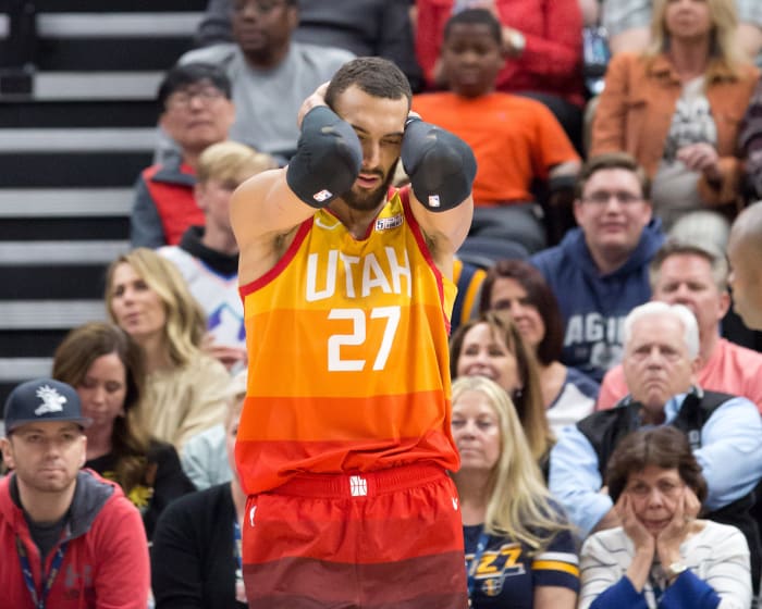 2020: Rudy Gobert touches every microphone, tests positive
