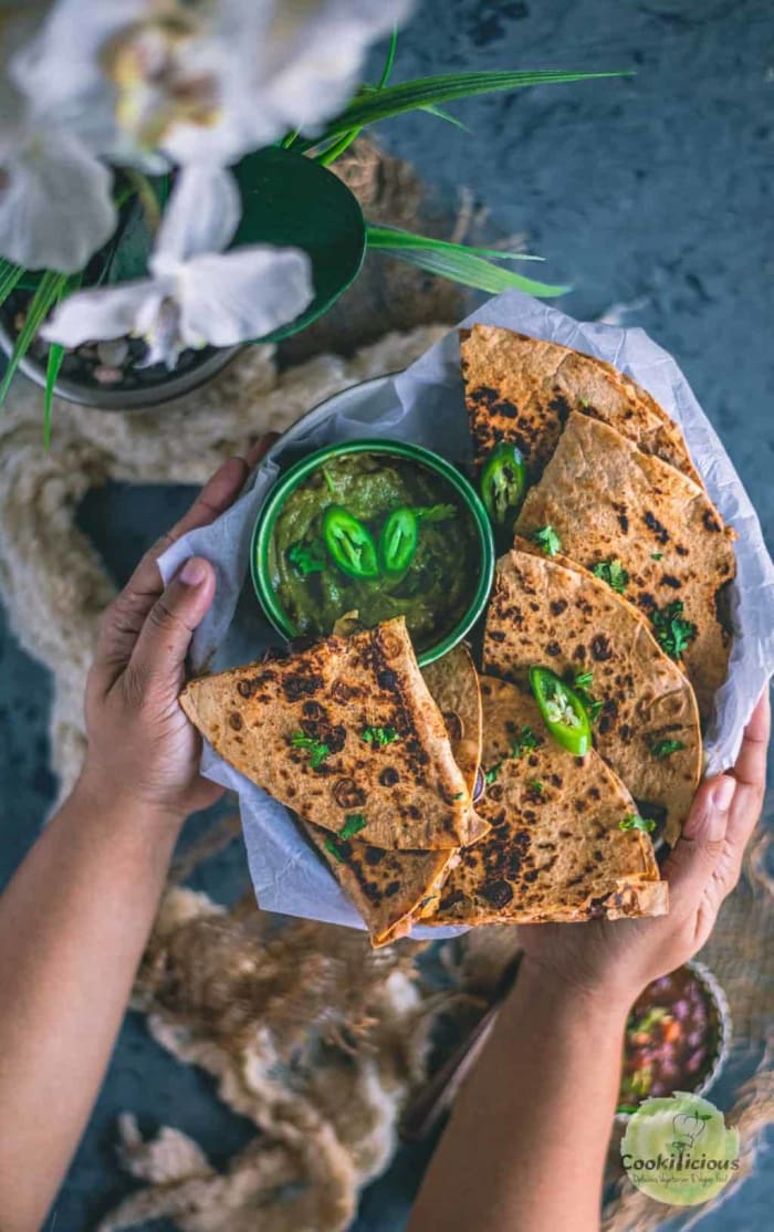 Vegetarian black bean cheese quesadilla