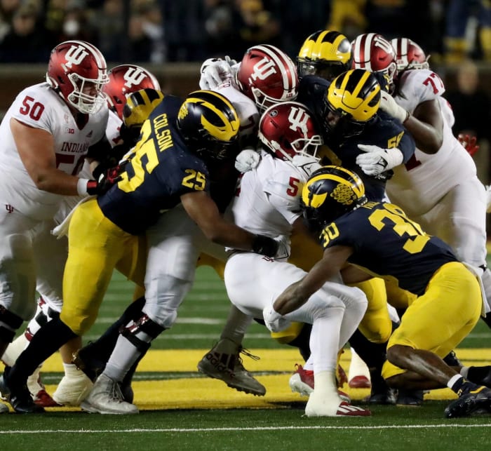 No. 4 Michigan (5-0, 2-0 in Big Ten) at Indiana (3-2, 1-1 in Big Ten), Noon, Saturday, Fox