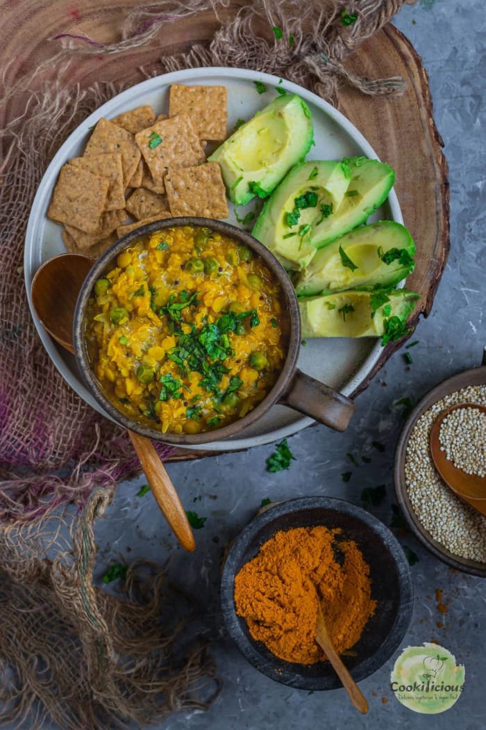 Quinoa lentil cabbage roll soup