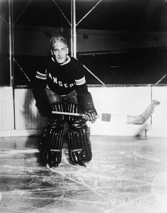 Lester Patrick gets in goal for the Rangers