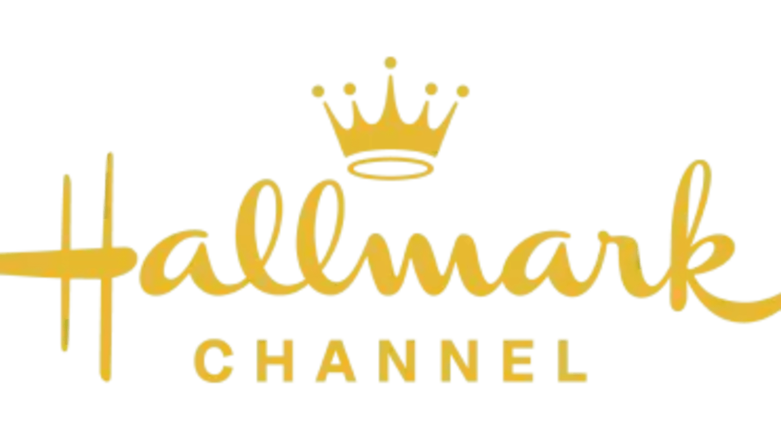 Hall Mark Channel Logo in gold font against and all-white background