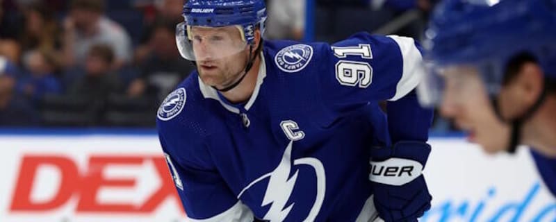 Steven Stamkos Tampa Bay Lightning Warm-Up Worn Hockey Fights