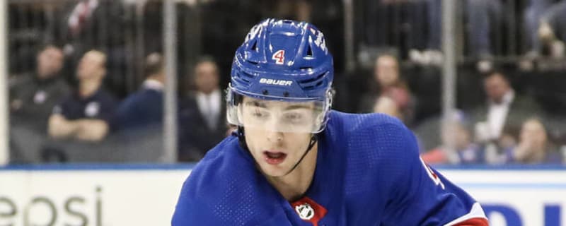 Wearing his 'Pride Night' jersey, Kaapo Kakko of the New York