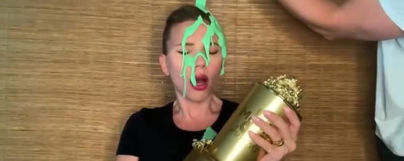 Watch Scarlett Johansson get slimed by husband Colin Jost