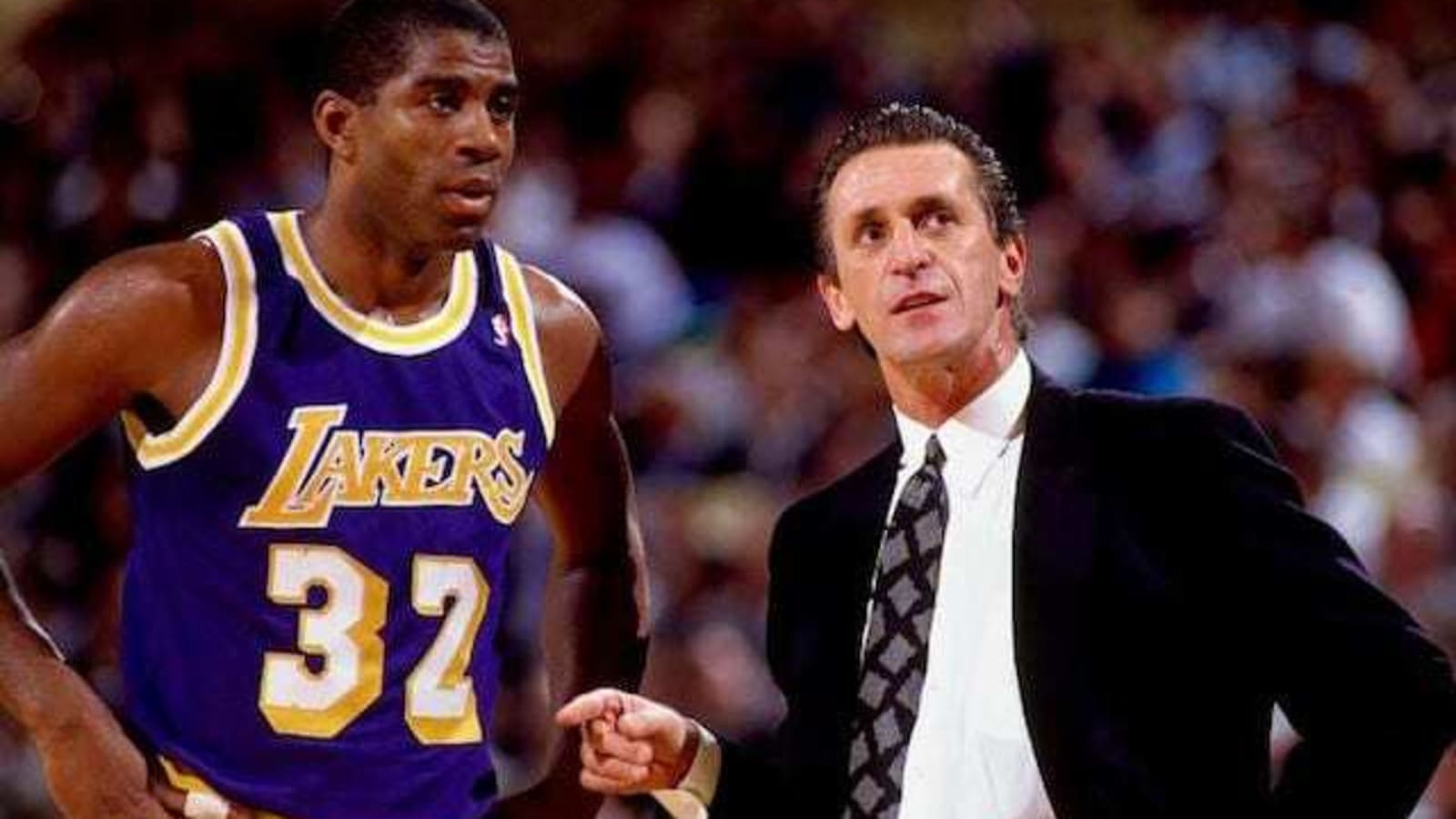Magic Johnson Congratulates Pat Riley On Lakers Statue