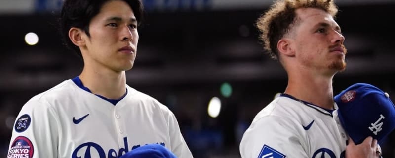 Dodgers Rookies Roki Sasaki & Jack Dreyer Wear MLB Debut Jersey Patch During Tokyo Series