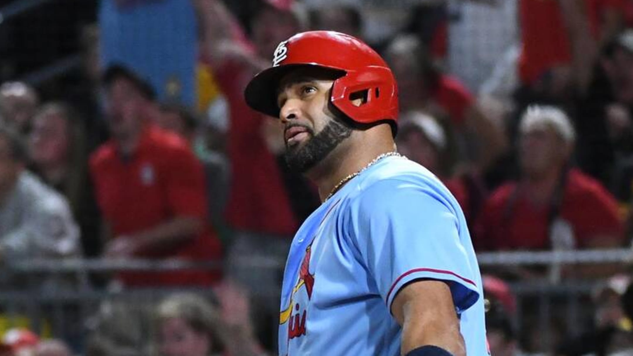 Albert Pujols looks at ARod's record eye to eye with homer 696