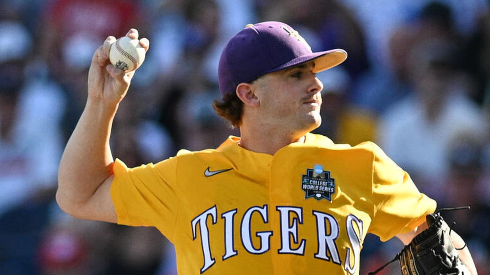 LSU pitcher ties CWS record with 17 Ks in Game 1 win