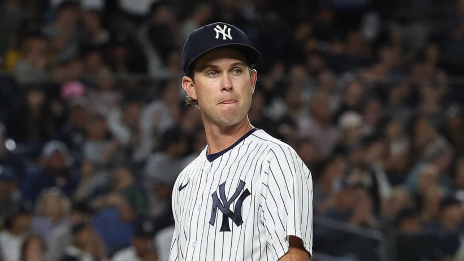 New York Yankees pitcher Ryan Weber stretches during a spring