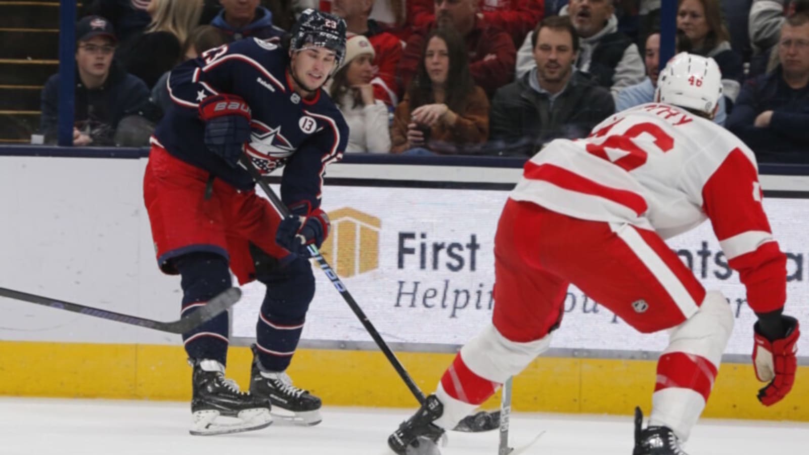 Blue Jackets center Sean Monahan practices for first time with team since injury