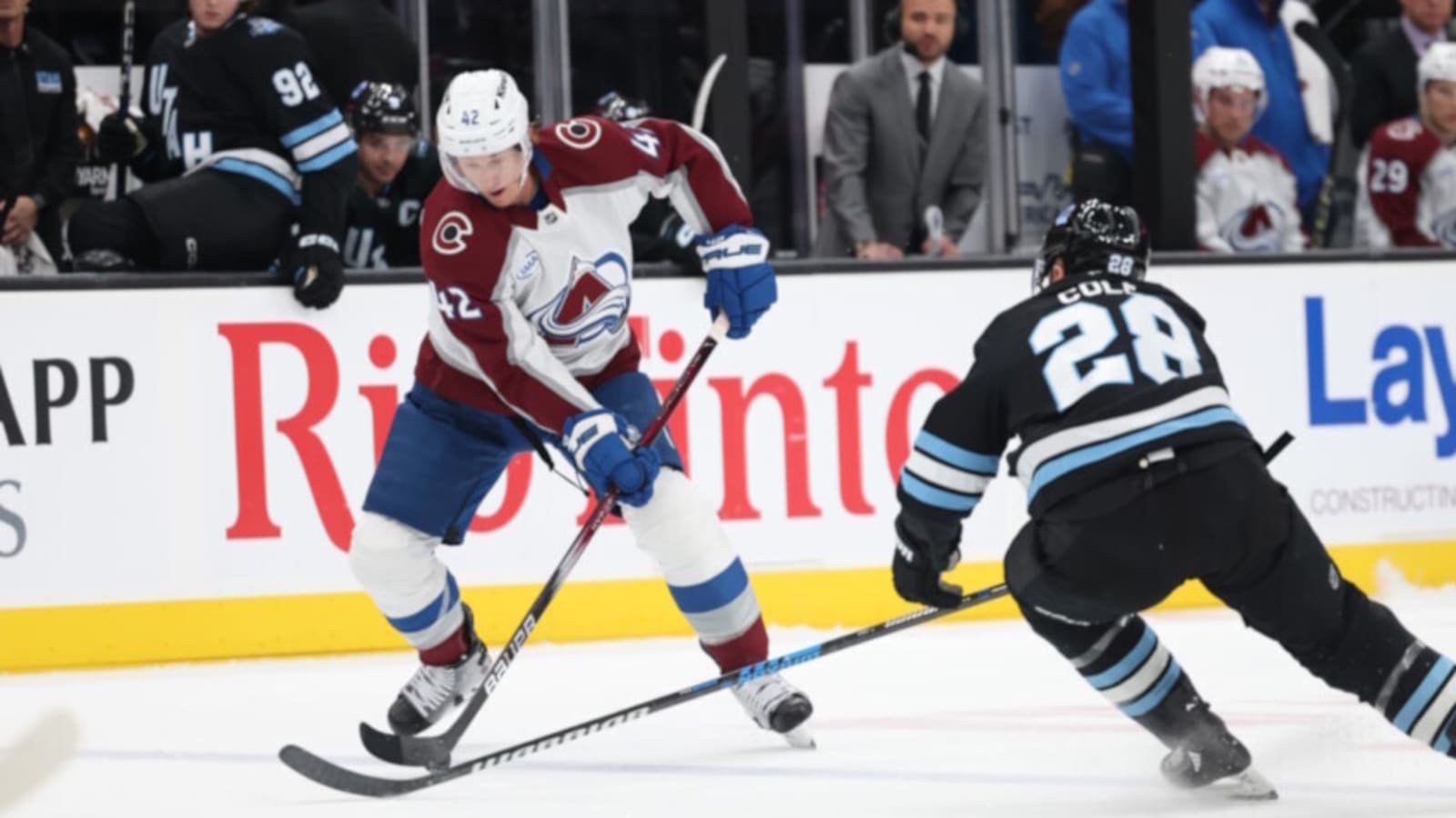 Avalanche defenseman Josh Manson exits game after collision along boards