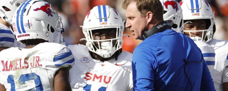 SMU coach Rhett Lashlee reacts to making championship game history