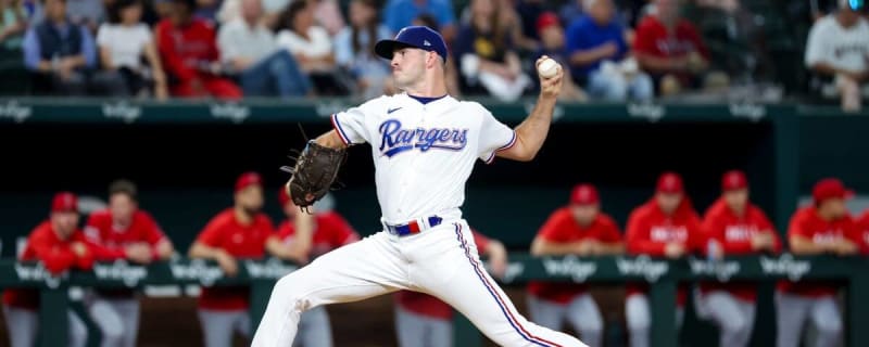 Cody Bradford of the Texas Rangers pitches in the sixth inning