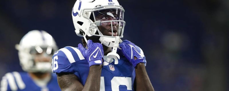 Indianapolis Colts wide receiver Ashton Dulin (16) signals for a first down  after a run against the Tampa Bay Buccaneers in the first half of an NFL  preseason football game in Indianapolis