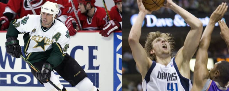 Mavs Icon Dirk Nowitzki Now Shares Statue with Mike Modano at American Airlines Center