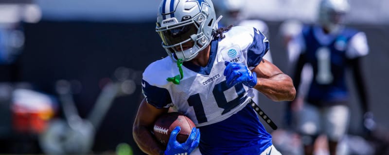 Dallas Cowboys wide receiver Jalen Tolbert (18) makes a touchdown catch  during the first half of an NFL preseason football game against the  Jacksonville Jaguars, Saturday, Aug. 12, 2023, in Arlington, Texas. (