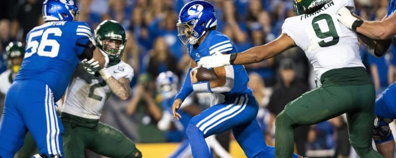 BYU Quarterback Jaren Hall Embraces Kicker Jake Oldroyd After Missed Field Goals