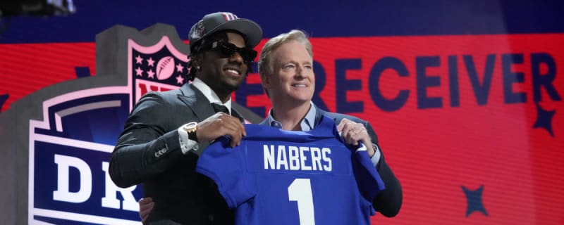 Giants rookie WR Malik Nabers receives his rookie jersey number before camp begins