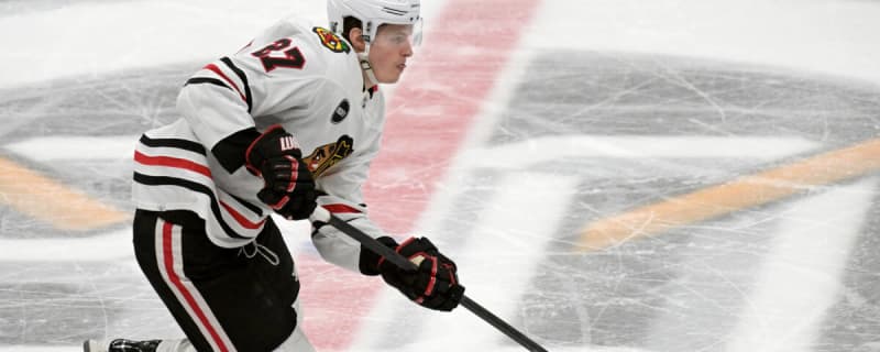 Lukas Reichel with Connor Bedard, Philipp Kurashev at Blackhawks Practice