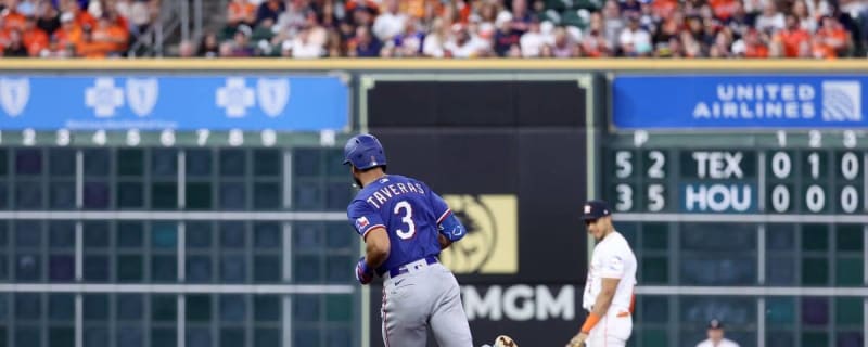 DENVER, CO - AUGUST 23: Texas Rangers center fielder Leody Taveras