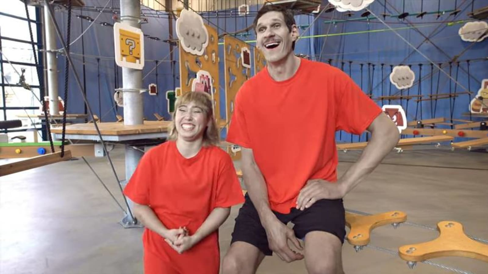 Watch: Boban and Carli Lloyd led teams take each other on in the LEGO Super Mario real world challenge