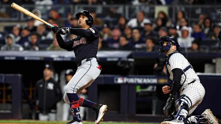 Cleveland Guardians&#39; Brayan Rocchio Enters Game 3 of ALCS on Historic Hitting Streak