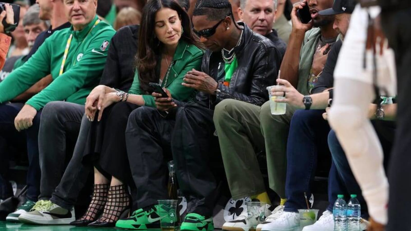 Travis Scott Wears Celtics Jordan Jumpman Jacks at NBA Finals Yardbarker