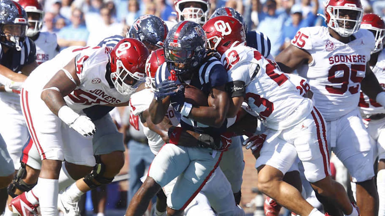 Ole Miss Trails Oklahoma 14-10 After Sloppy First Half