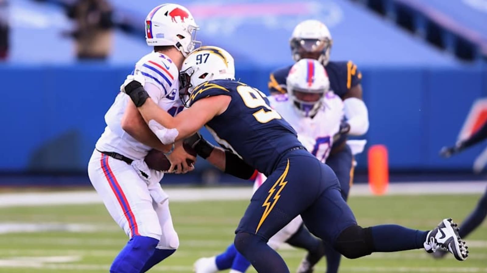 Watch: DE Joey Bosa apologizes to Bills' offensive line for injuring Josh Allen