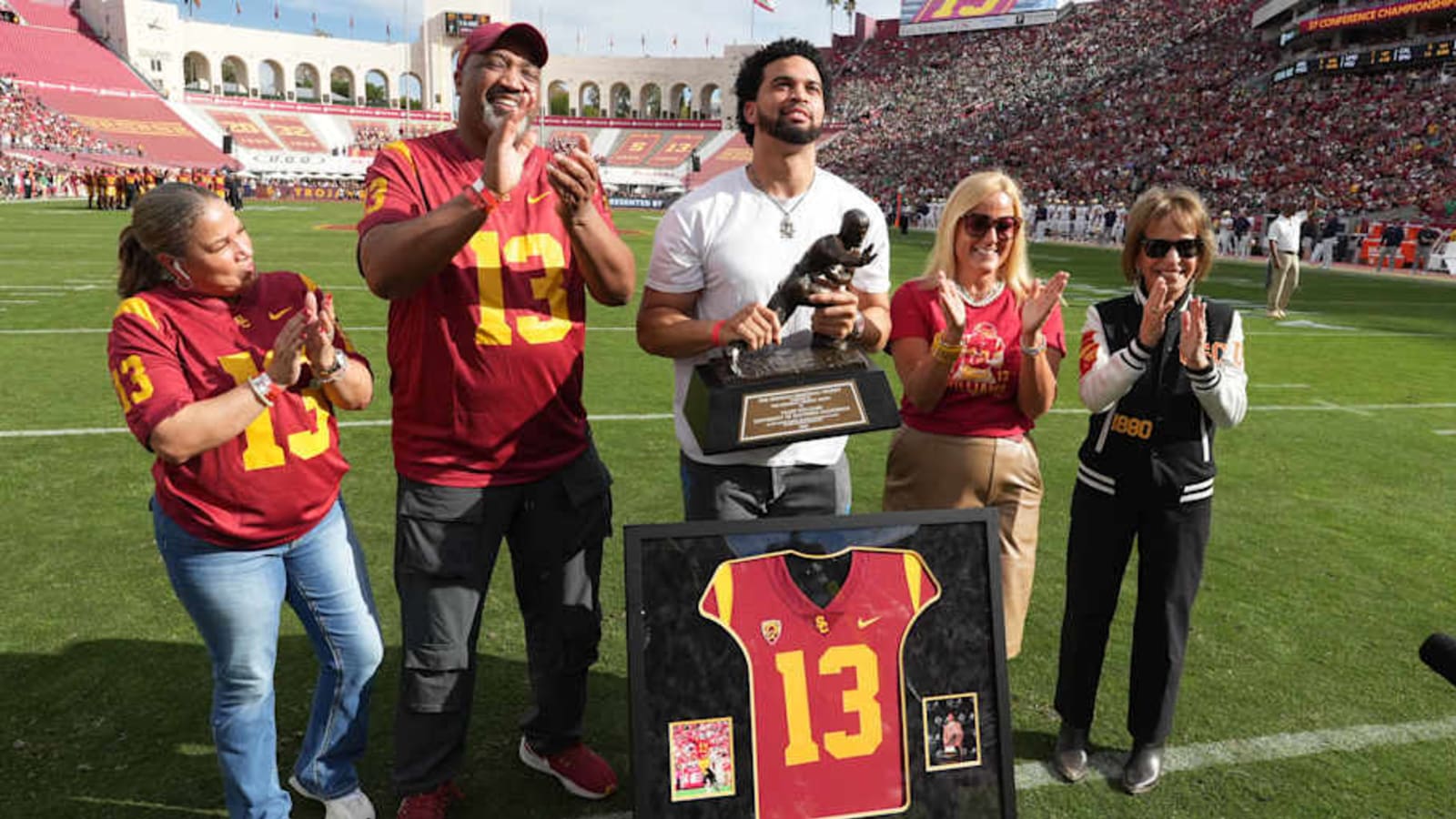 Chicago Bears&#39; Quarterback Caleb Williams&#39; USC Trojans Jersey Retired vs. Notre Dame