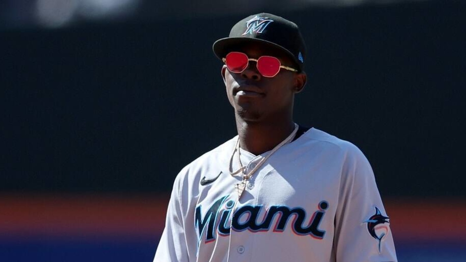 Jazz Chisholm Miami Marlins Unsigned Dives Into Second Base Photograph