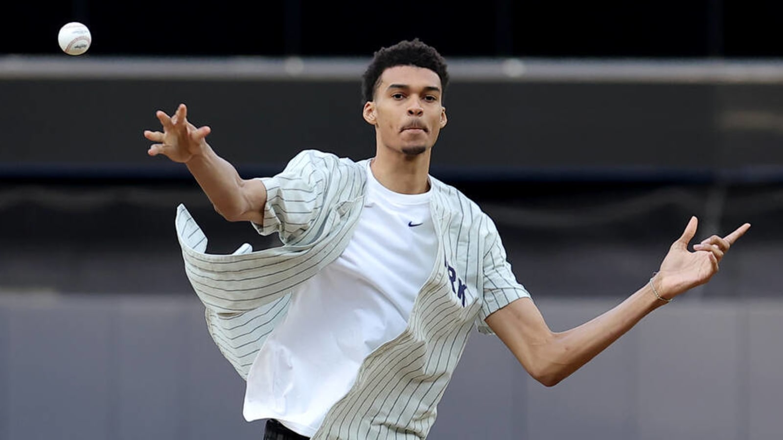 Watch: Victor Wembanyama throws wild first pitch