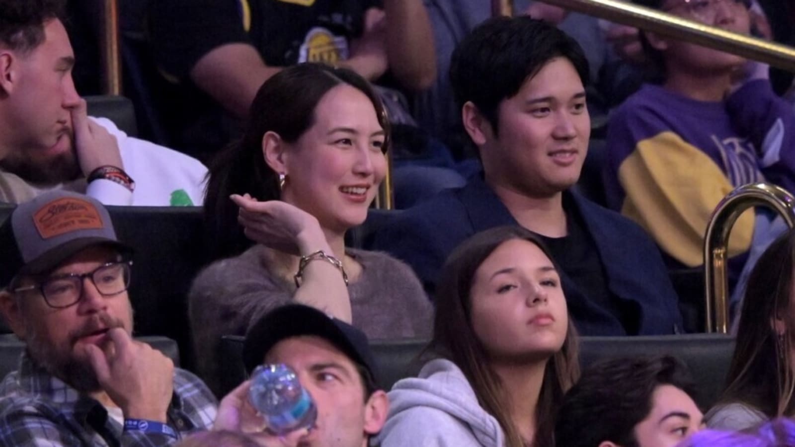 Shohei Ohtani & Wife Receive Custom Lakers Jerseys Before Game Vs. Trail Blazers