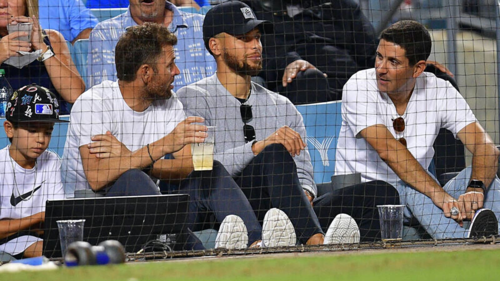 Klay Thompson attending the Charlotte Knights Baseball game in