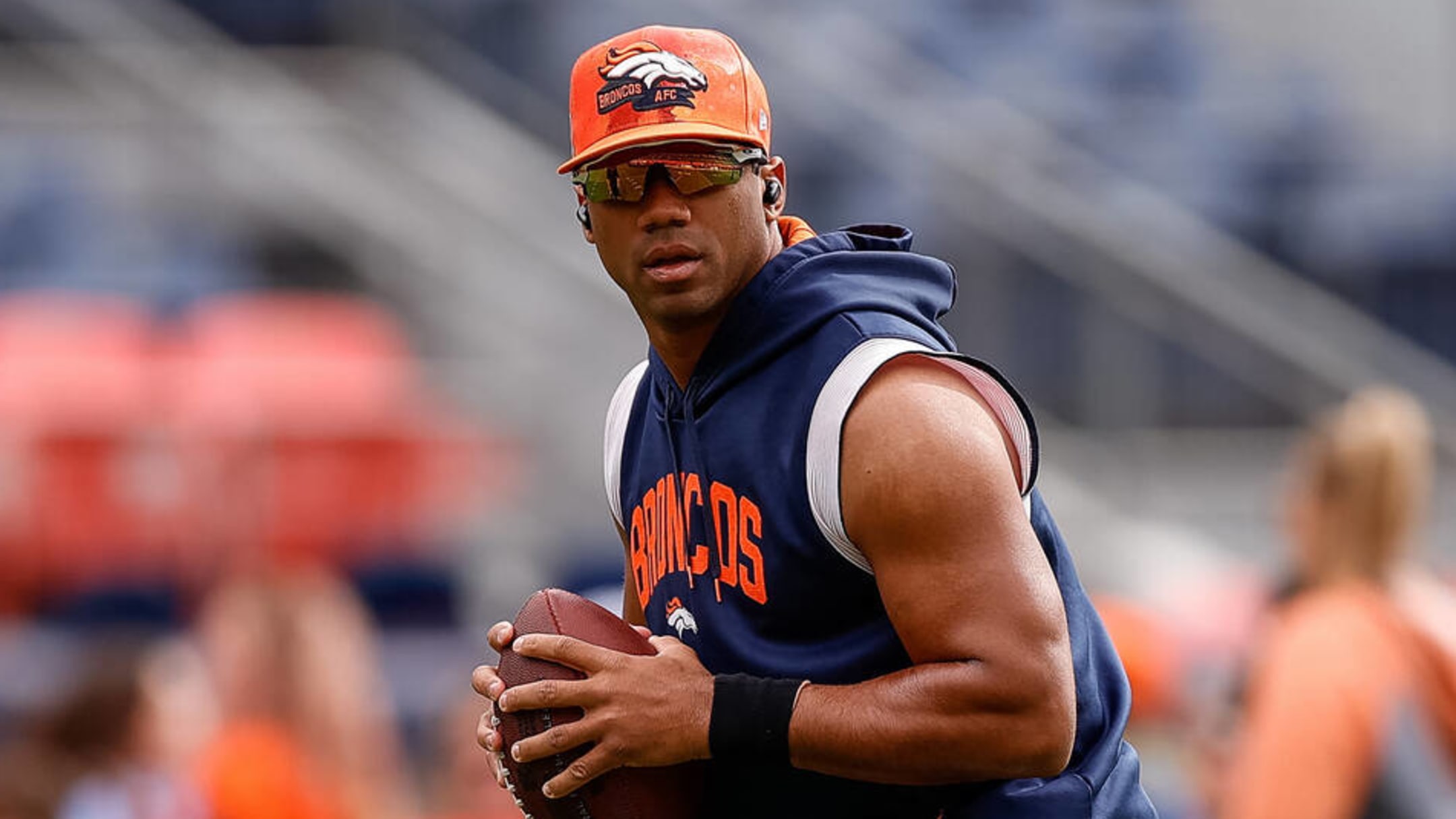 Russell Wilson Dons New York Yankees Uniform